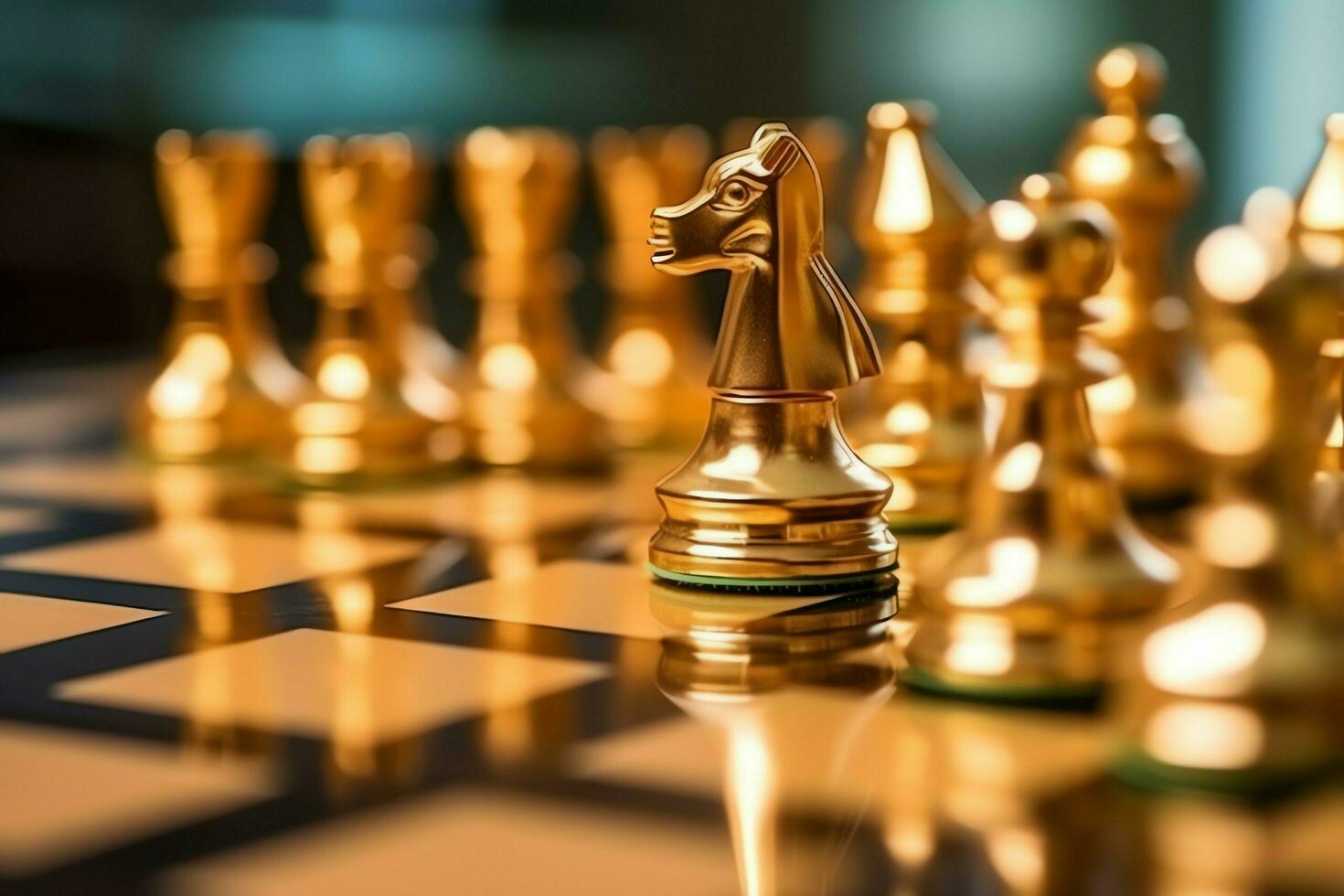 Chessboard with business strategy, tactic and competition of a chess game. Business and leadership concept by AI Generated photo
