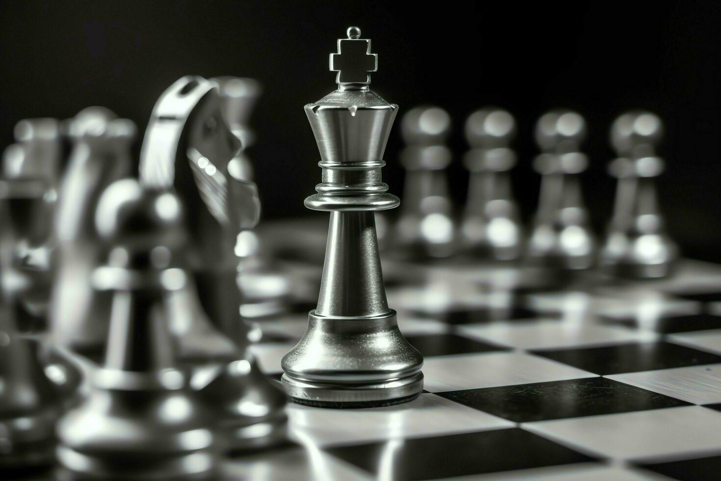 Chessboard with business strategy, tactic and competition of a chess game. Business and leadership concept by AI Generated photo