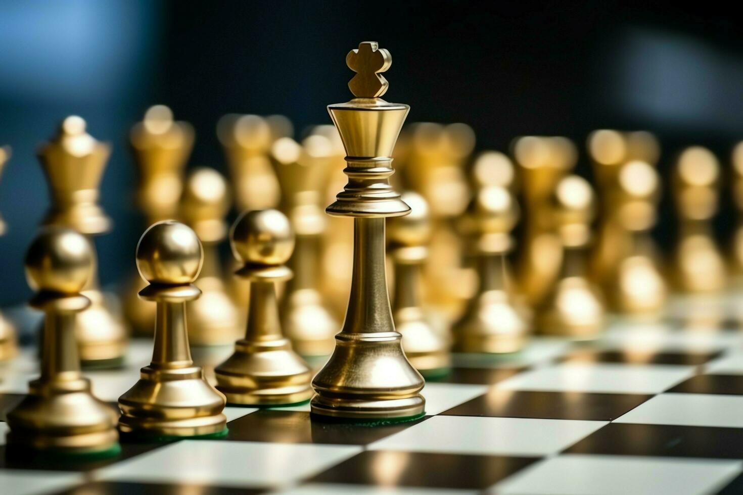 Chessboard with business strategy, tactic and competition of a chess game. Business and leadership concept by AI Generated photo