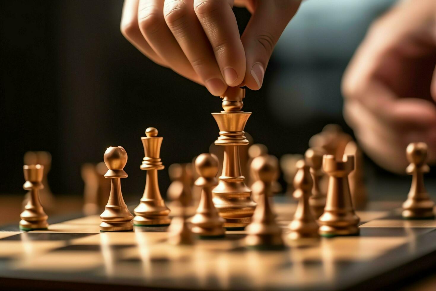 Chessboard with business strategy, tactic and competition of a chess game. Business and leadership concept by AI Generated photo