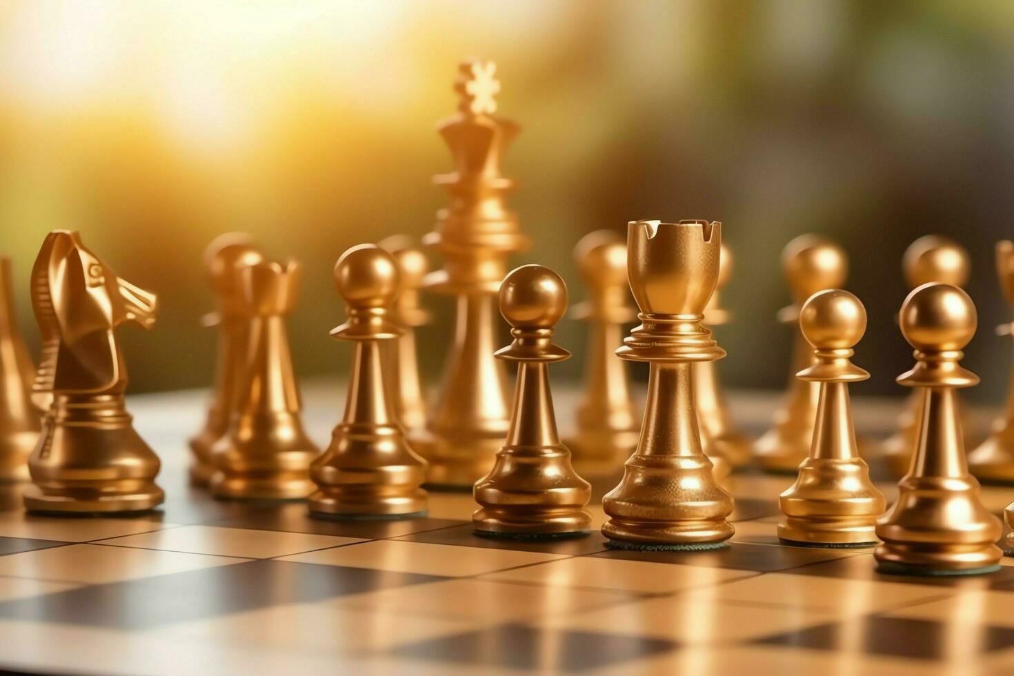 Chessboard with business strategy, tactic and competition of a chess game. Business and leadership concept by AI Generated photo