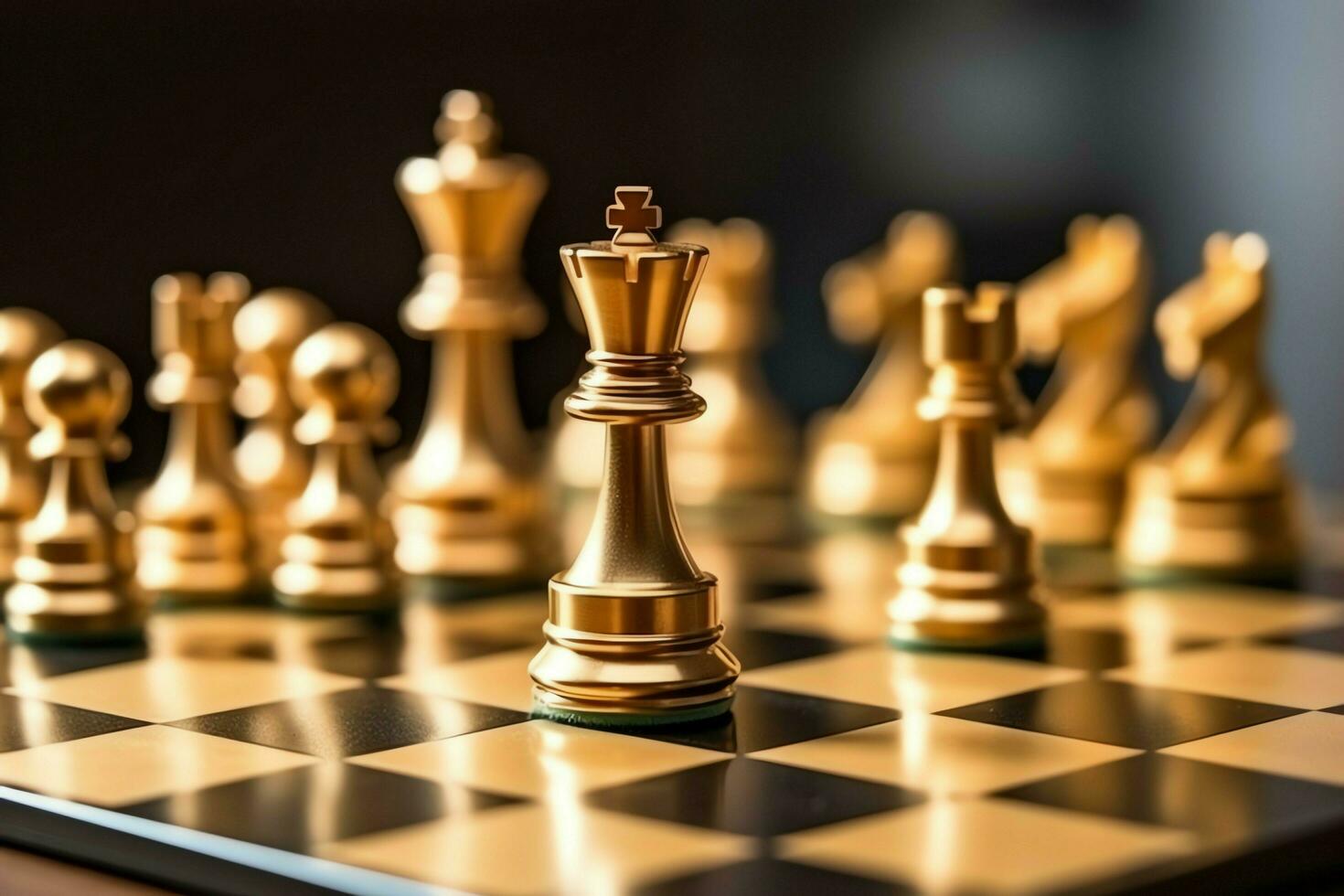Chessboard with business strategy, tactic and competition of a chess game. Business and leadership concept by AI Generated photo