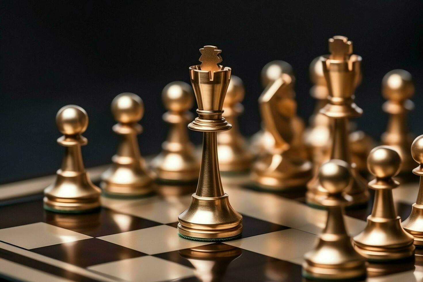 Chessboard with business strategy, tactic and competition of a chess game. Business and leadership concept by AI Generated photo