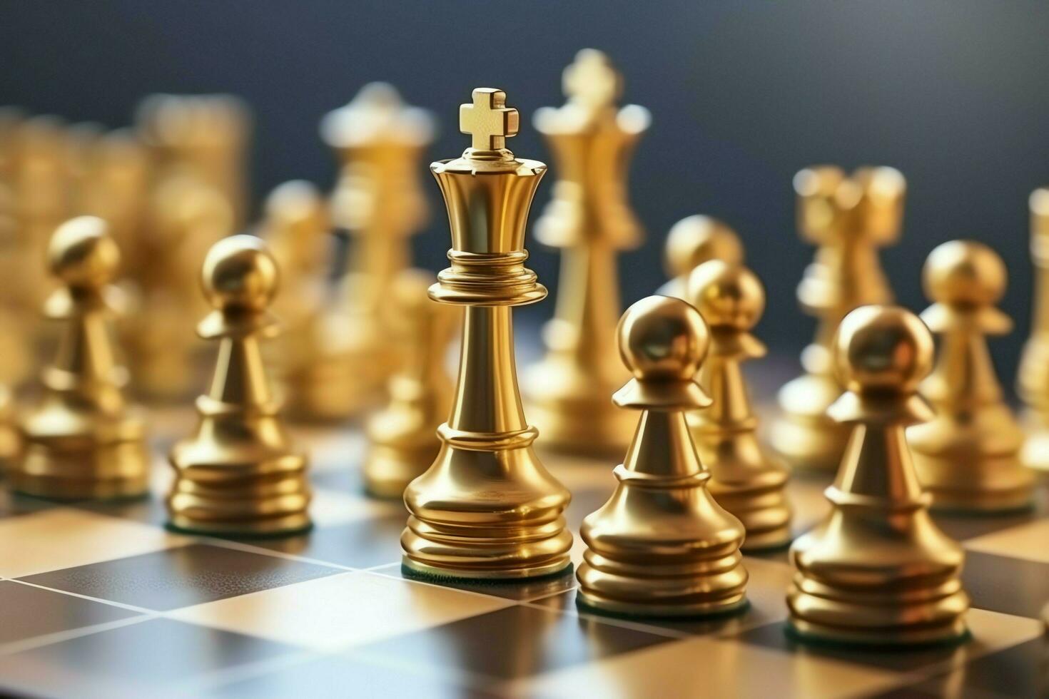Chessboard with business strategy, tactic and competition of a chess game. Business and leadership concept by AI Generated photo