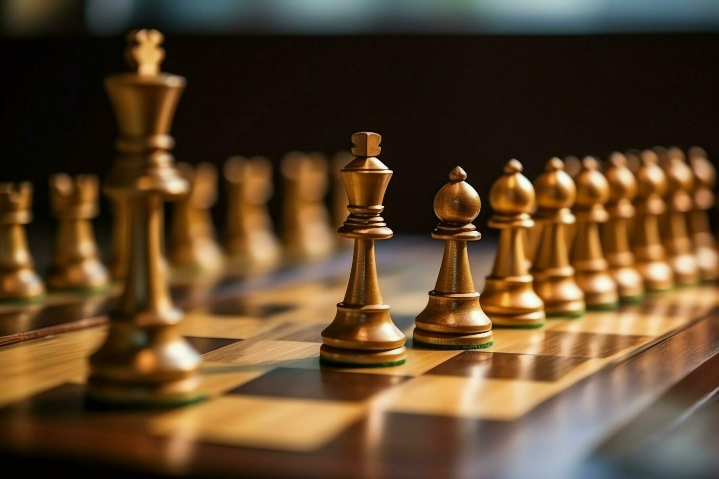 Chessboard with business strategy, tactic and competition of a chess game. Business and leadership concept by AI Generated photo