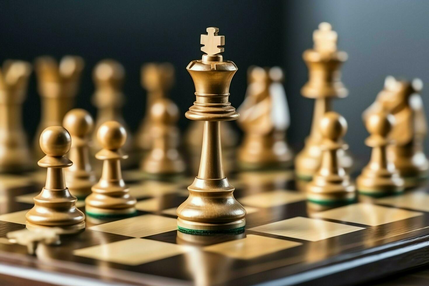 Chessboard with business strategy, tactic and competition of a chess game. Business and leadership concept by AI Generated photo