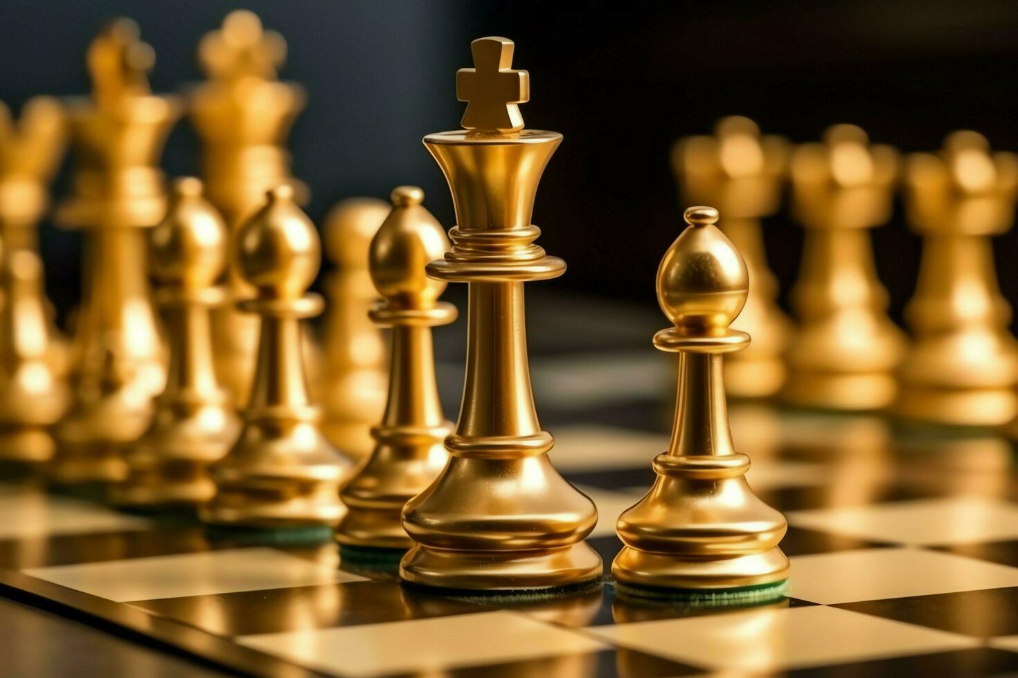 Chessboard with business strategy, tactic and competition of a chess game. Business and leadership concept by AI Generated photo