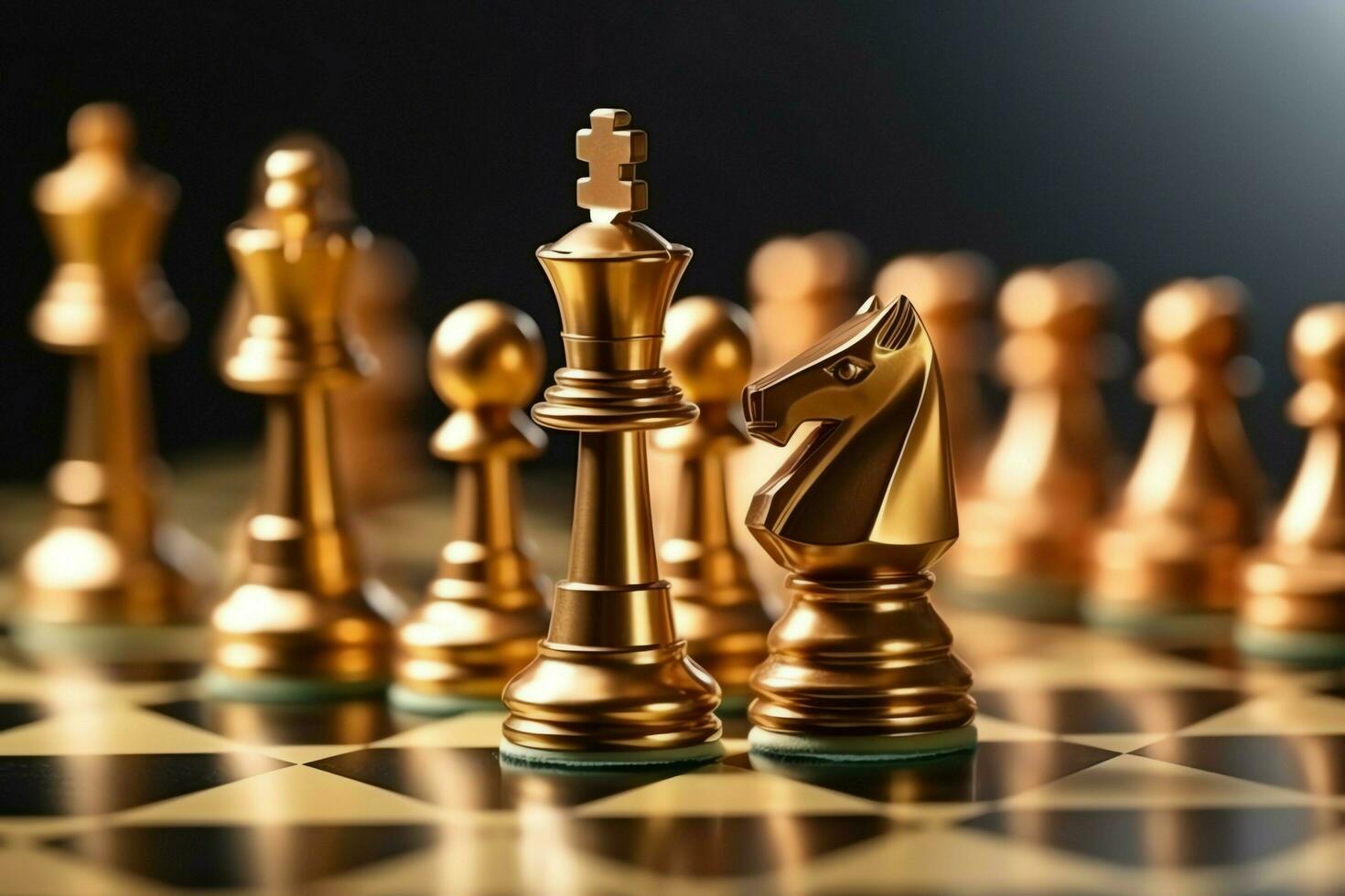 Chessboard with business strategy, tactic and competition of a chess game. Business and leadership concept by AI Generated photo