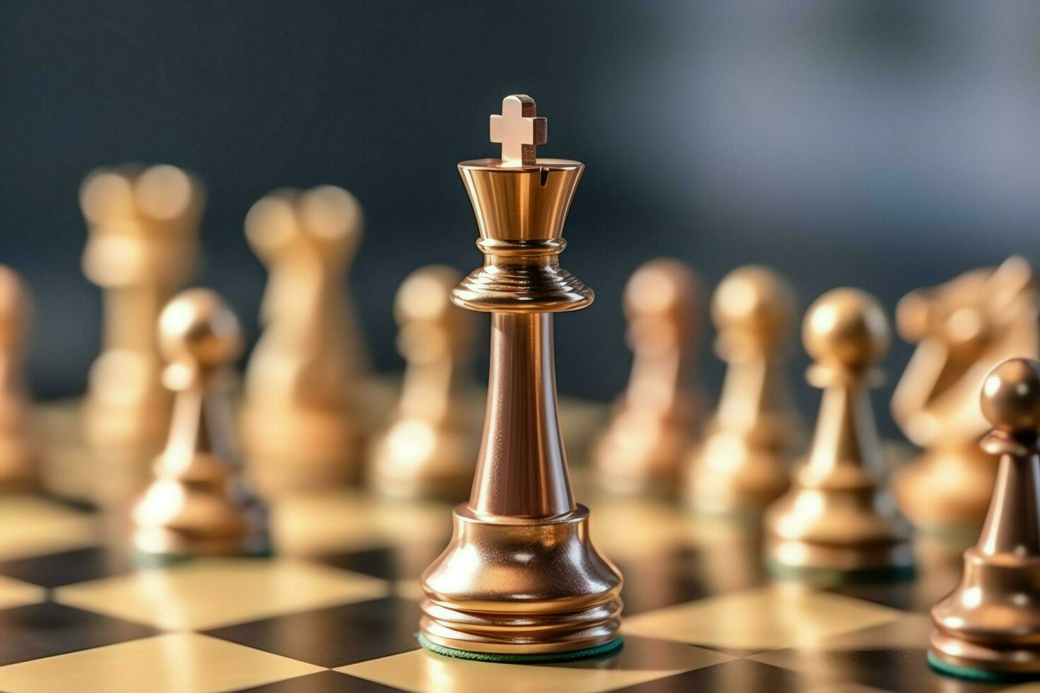 Chessboard with business strategy, tactic and competition of a chess game. Business and leadership concept by AI Generated photo