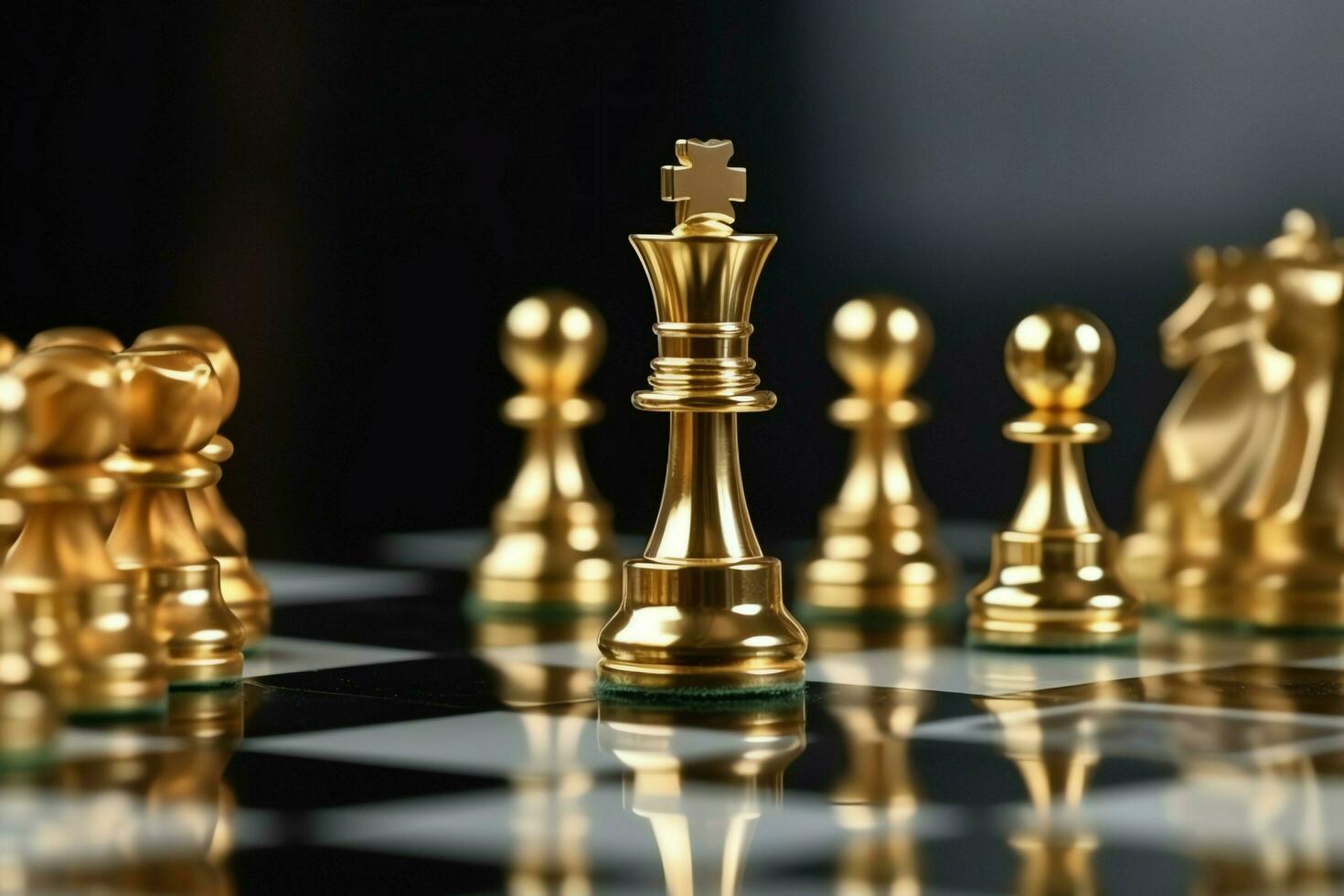 Chessboard with business strategy, tactic and competition of a chess game. Business and leadership concept by AI Generated photo