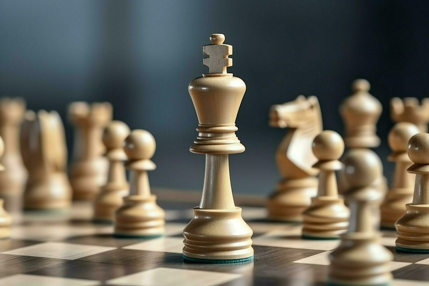 Chessboard with business strategy, tactic and competition of a chess game. Business and leadership concept by AI Generated photo