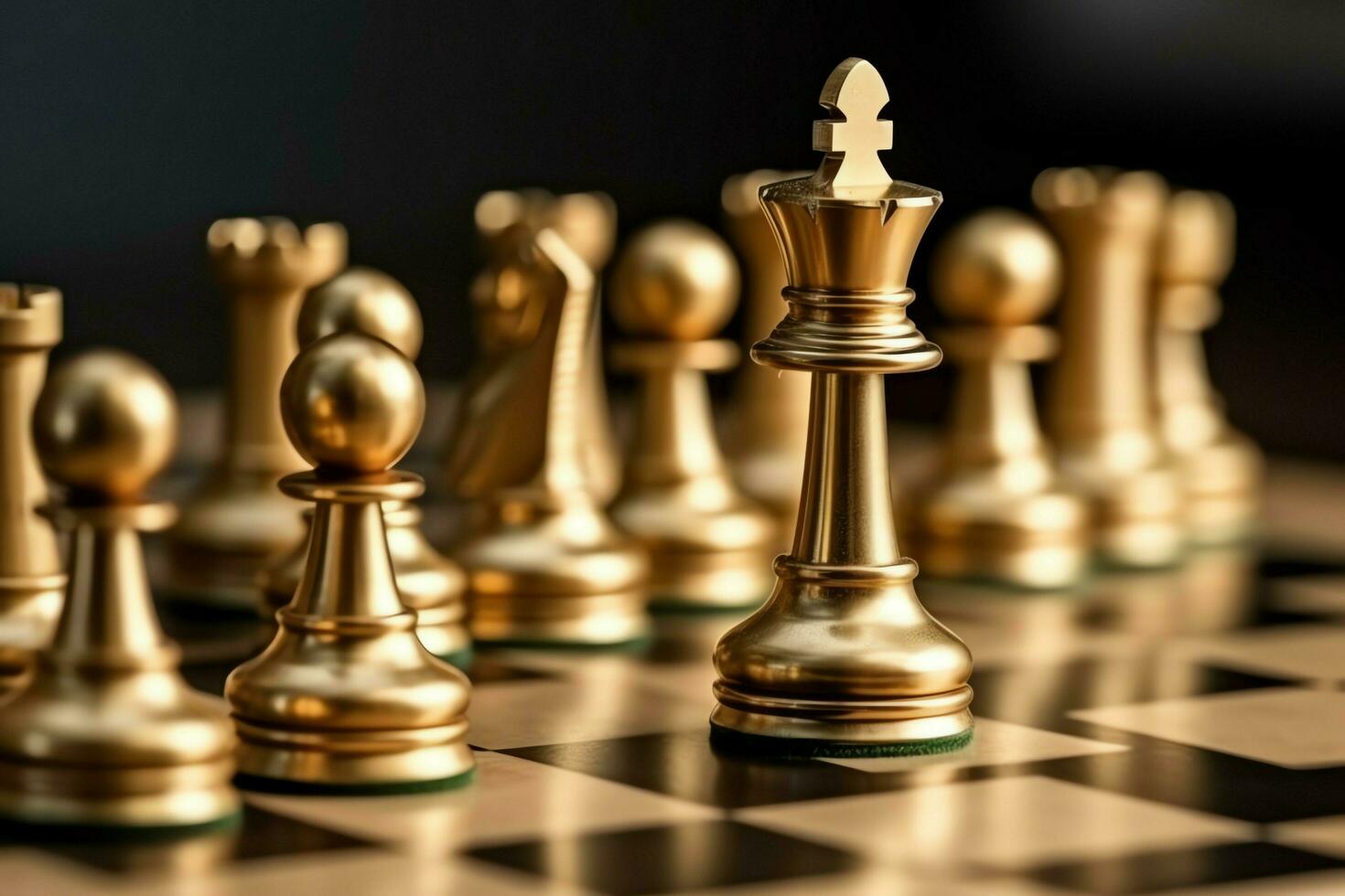Chessboard with business strategy, tactic and competition of a chess game. Business and leadership concept by AI Generated photo