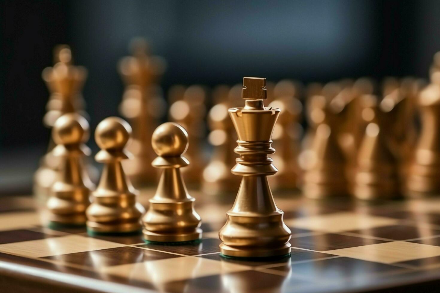 Chessboard with business strategy, tactic and competition of a chess game. Business and leadership concept by AI Generated photo