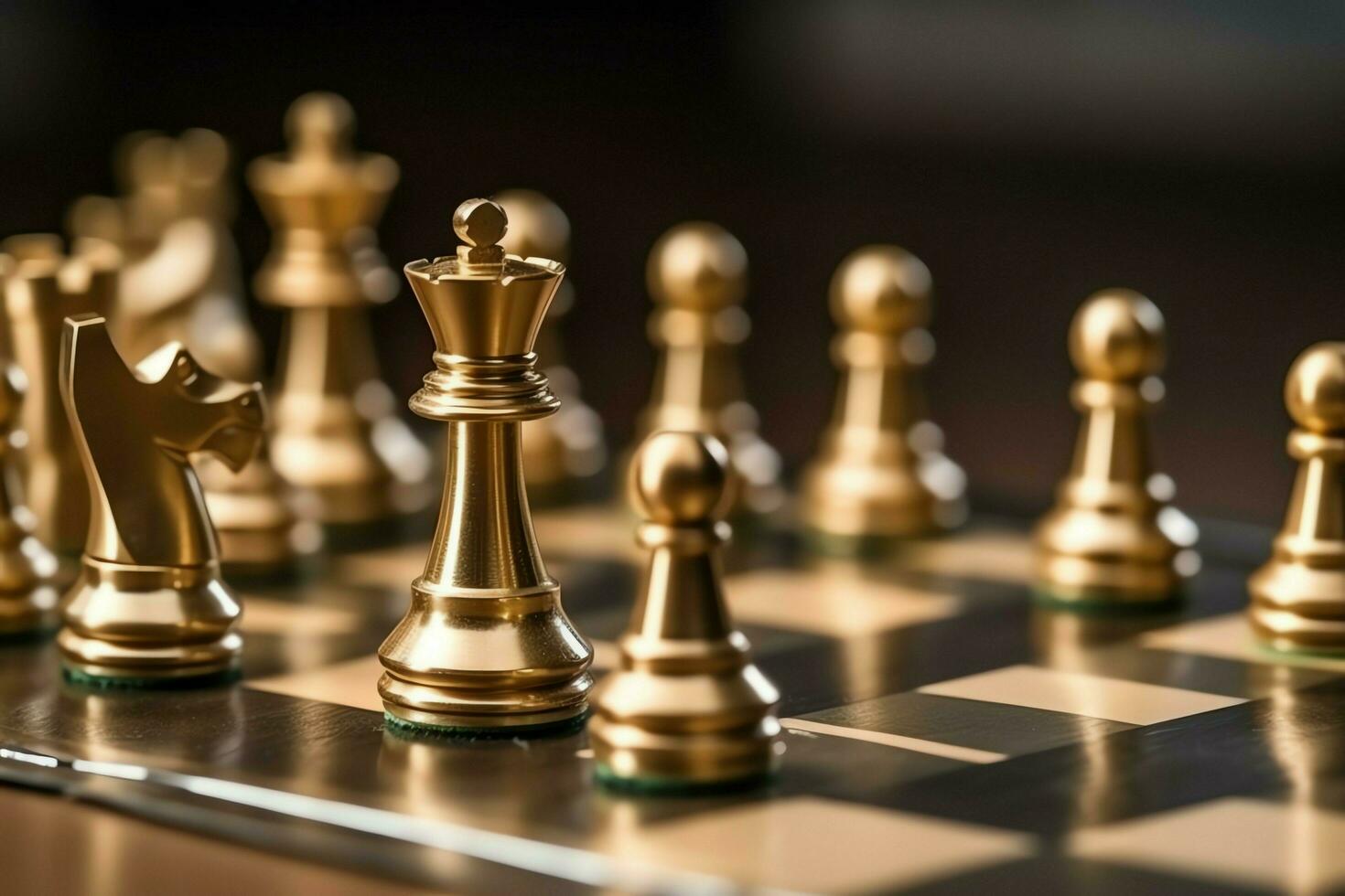 Chessboard with business strategy, tactic and competition of a chess game. Business and leadership concept by AI Generated photo