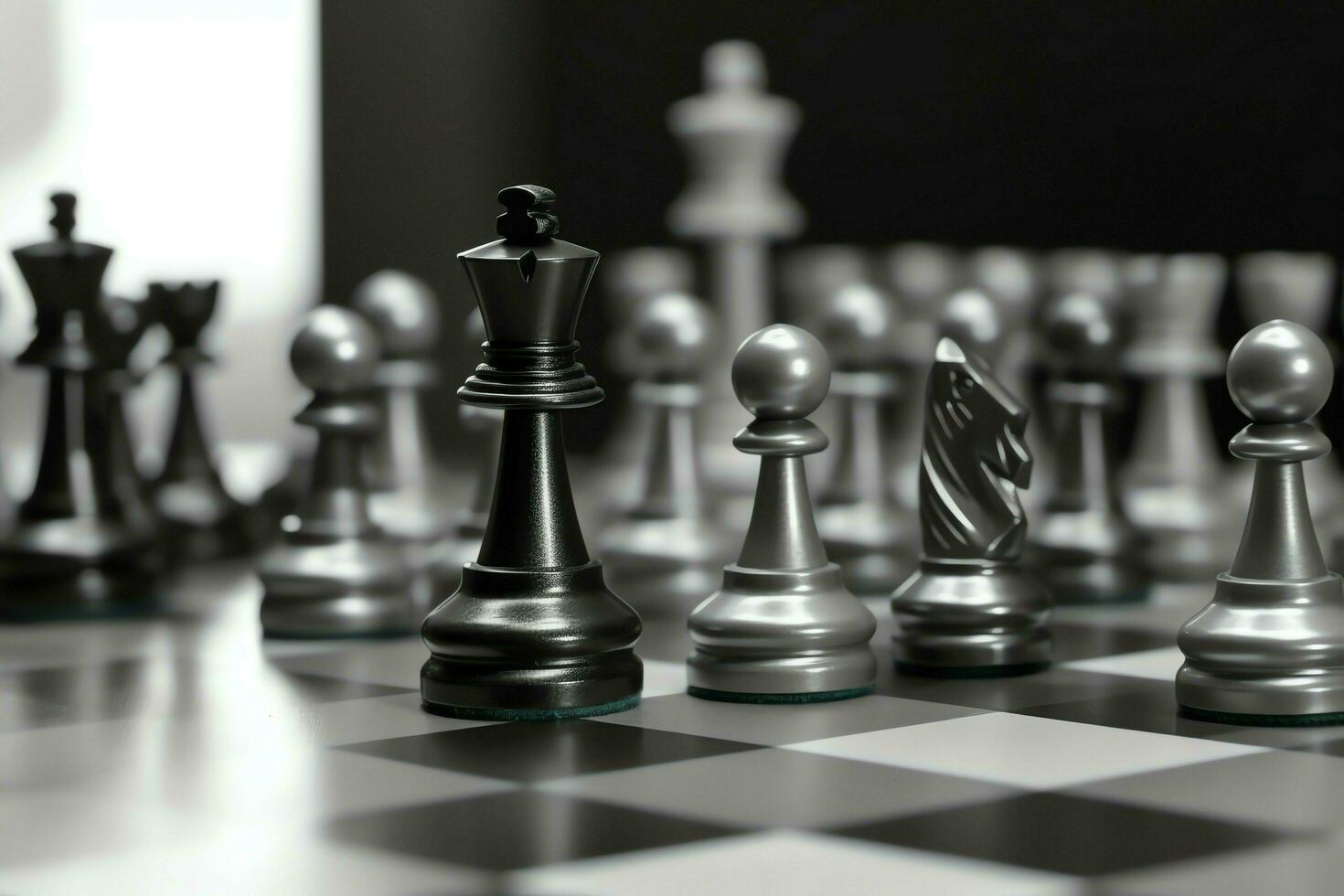 Chessboard with business strategy, tactic and competition of a chess game. Business and leadership concept by AI Generated photo