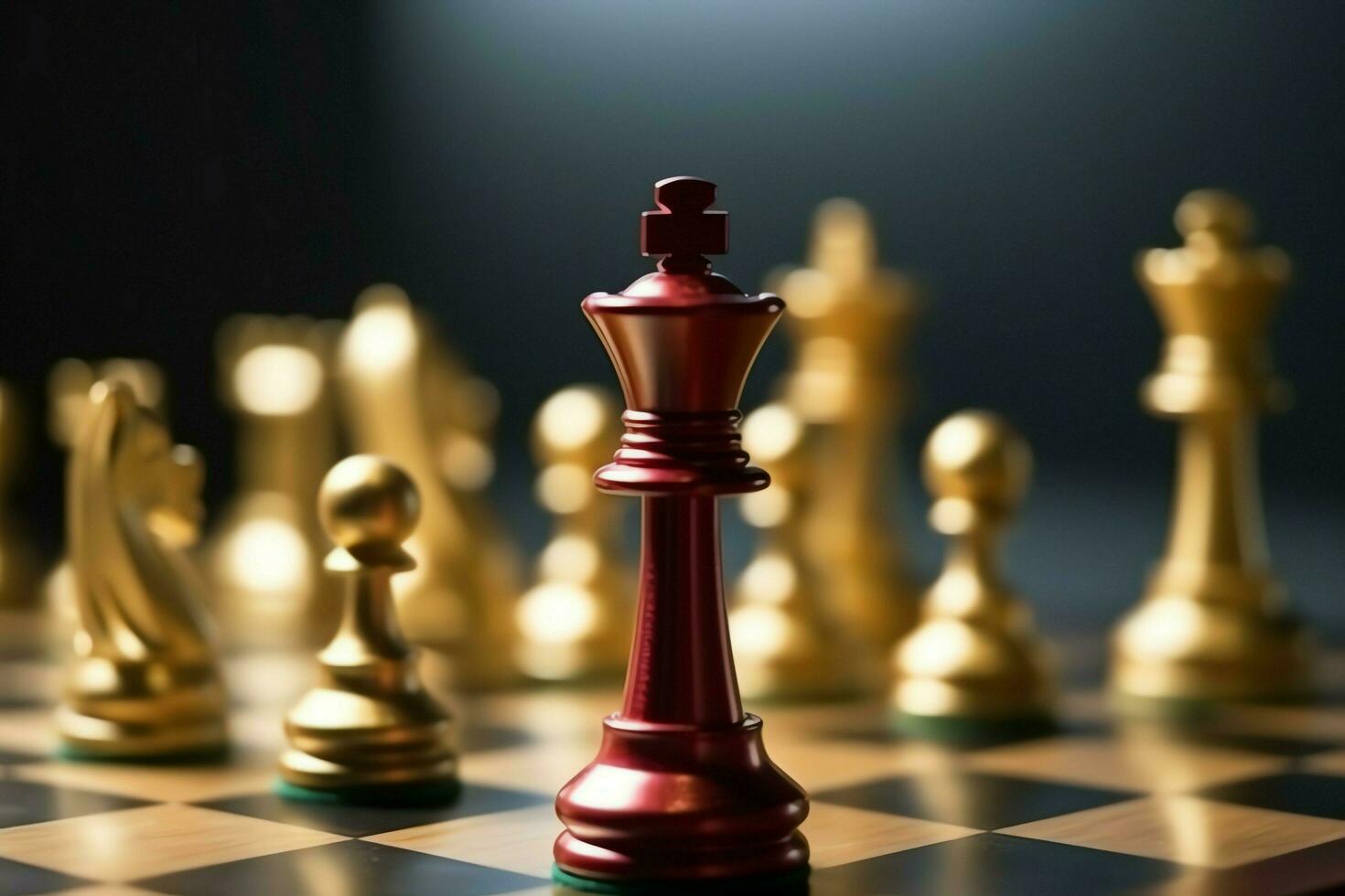 Chessboard with business strategy, tactic and competition of a chess game. Business and leadership concept by AI Generated photo