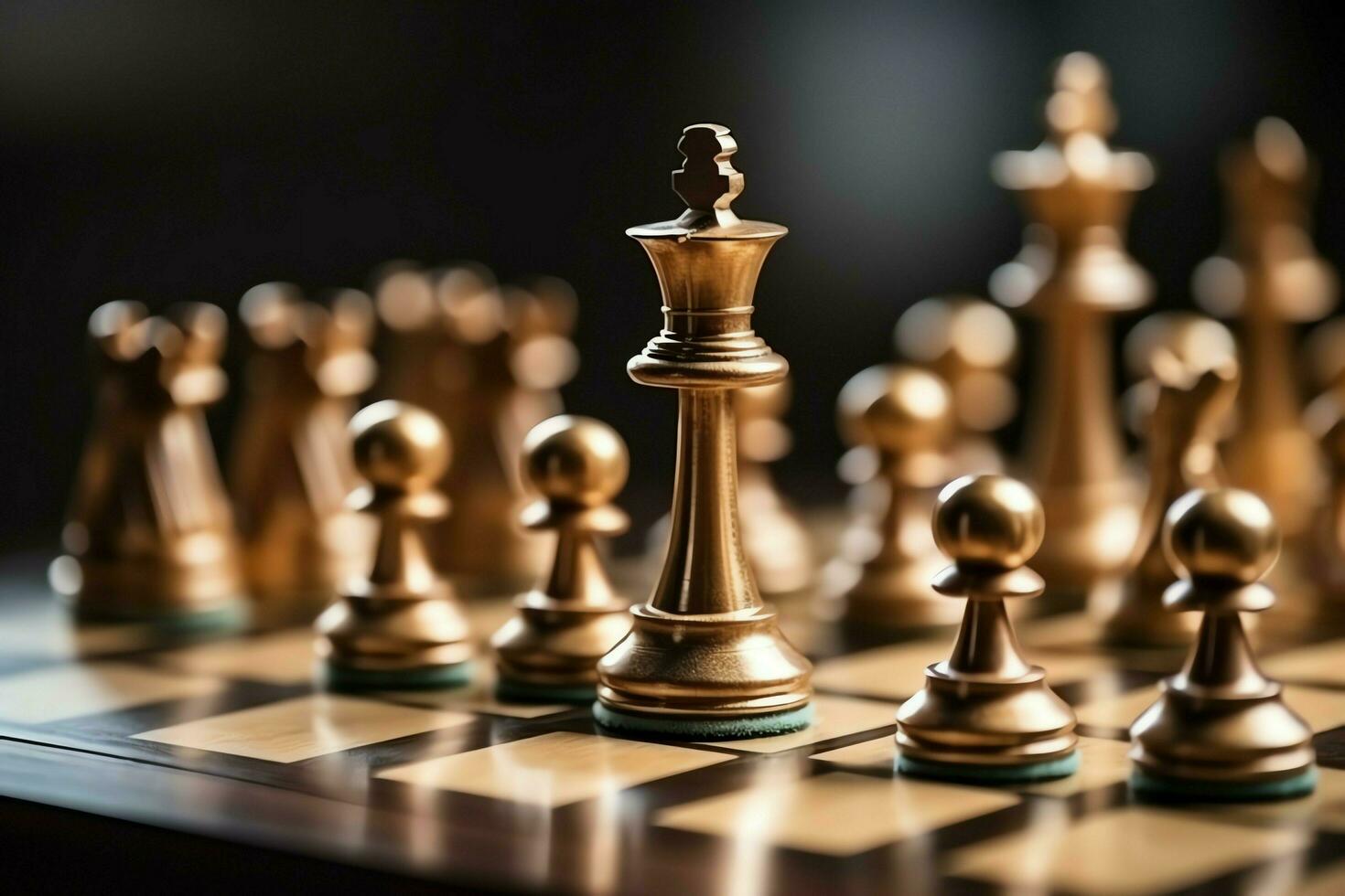 Chessboard with business strategy, tactic and competition of a chess game. Business and leadership concept by AI Generated photo