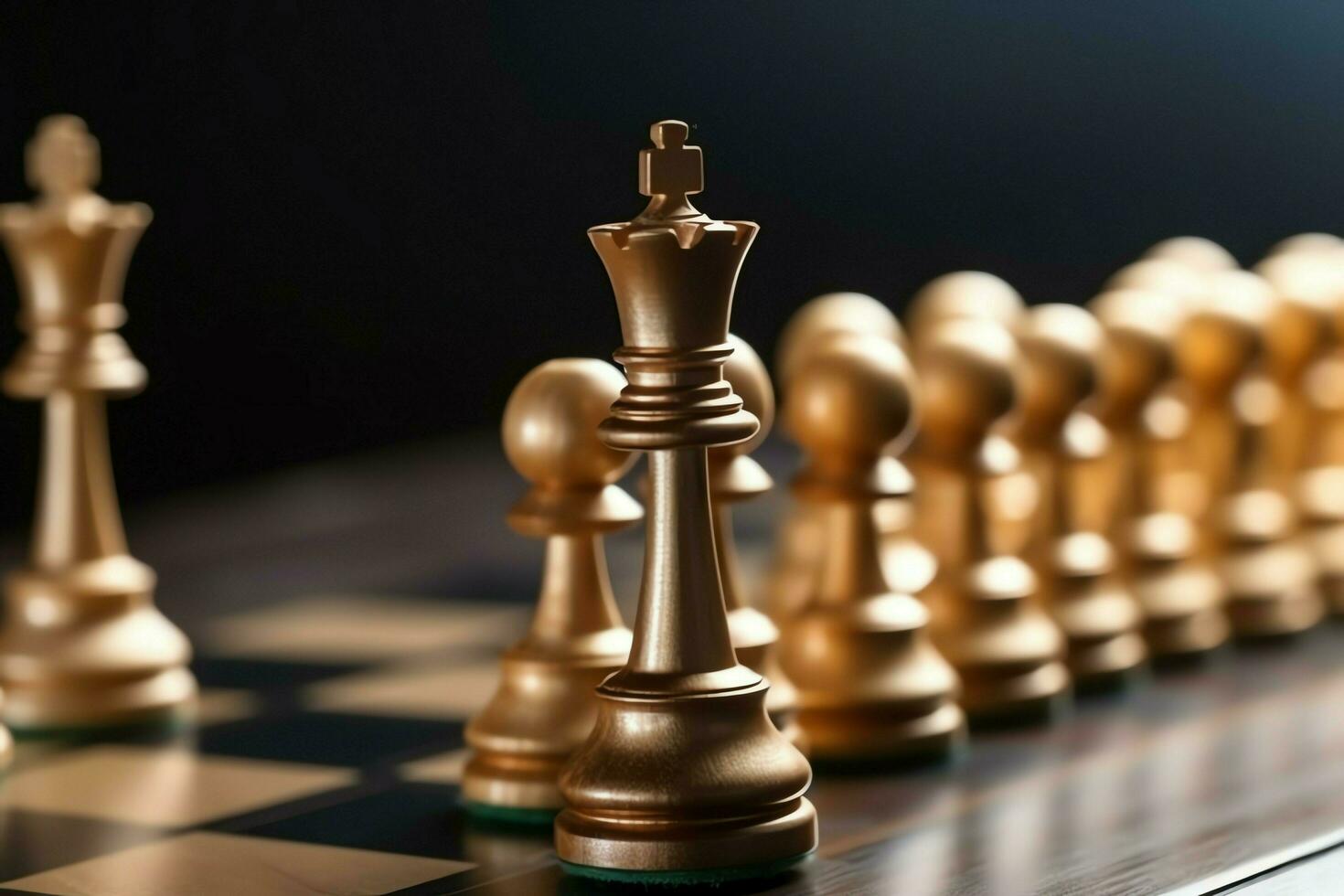 Chessboard with business strategy, tactic and competition of a chess game. Business and leadership concept by AI Generated photo