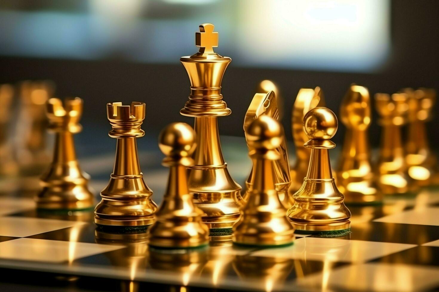 Chessboard with business strategy, tactic and competition of a chess game. Business and leadership concept by AI Generated photo