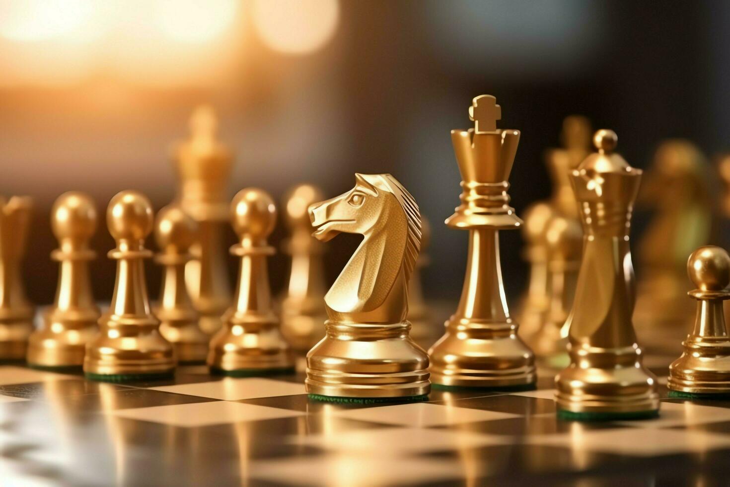 Chessboard with business strategy, tactic and competition of a chess game. Business and leadership concept by AI Generated photo