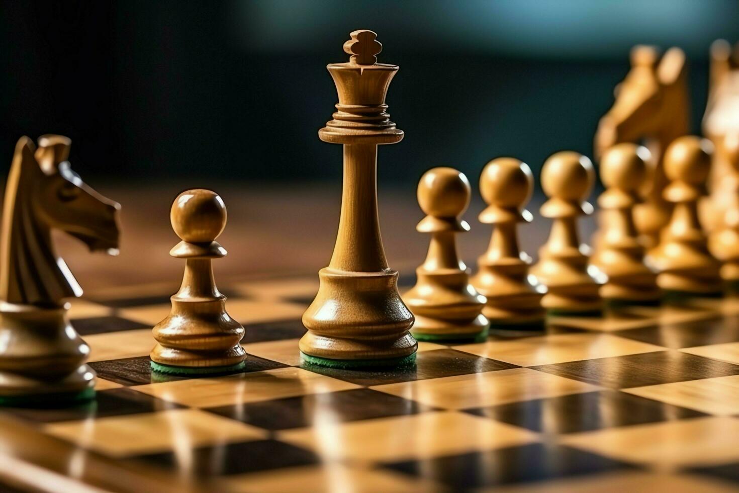 Chessboard with business strategy, tactic and competition of a chess game. Business and leadership concept by AI Generated photo