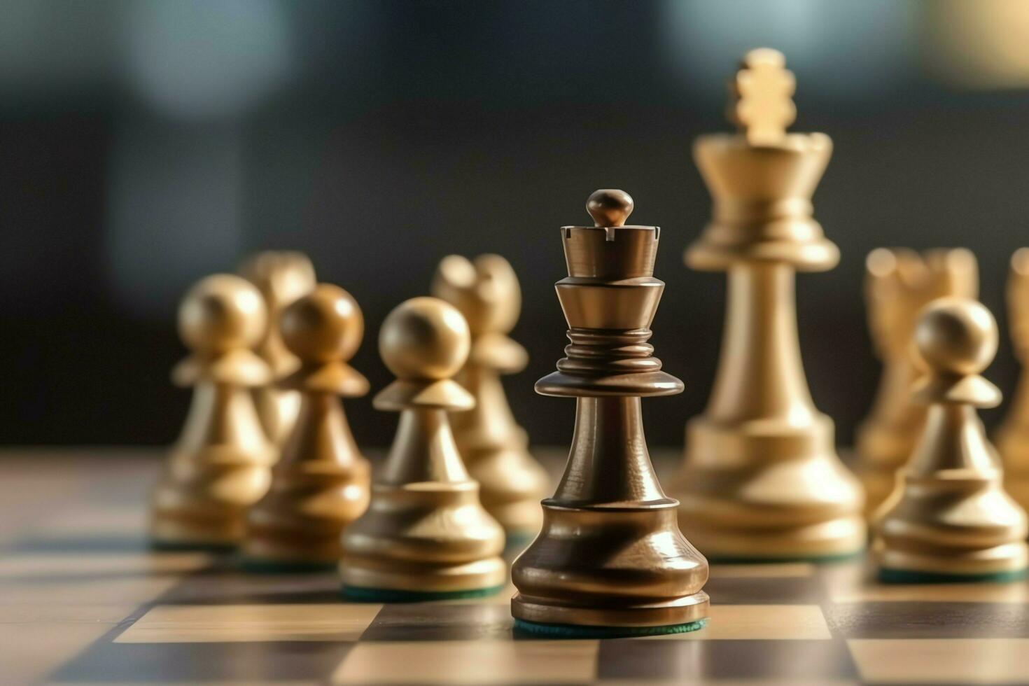 Chessboard with business strategy, tactic and competition of a chess game. Business and leadership concept by AI Generated photo