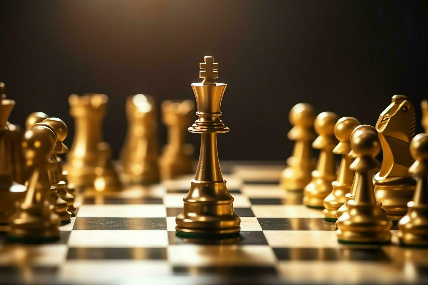 Chessboard with business strategy, tactic and competition of a chess game. Business and leadership concept by AI Generated photo