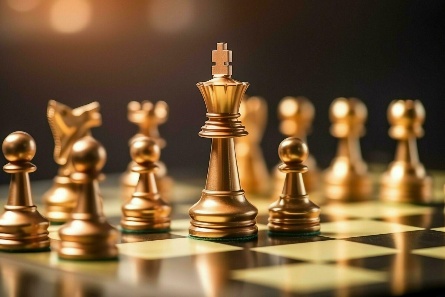 Chessboard with business strategy, tactic and competition of a chess game. Business and leadership concept by AI Generated photo