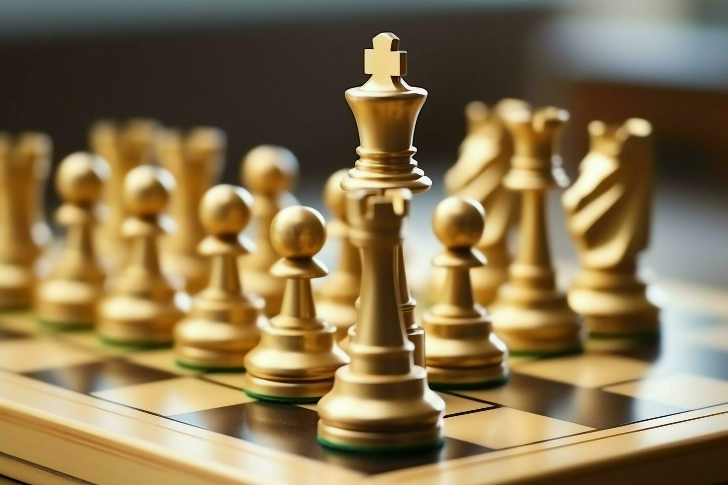 Chessboard with business strategy, tactic and competition of a chess game. Business and leadership concept by AI Generated photo