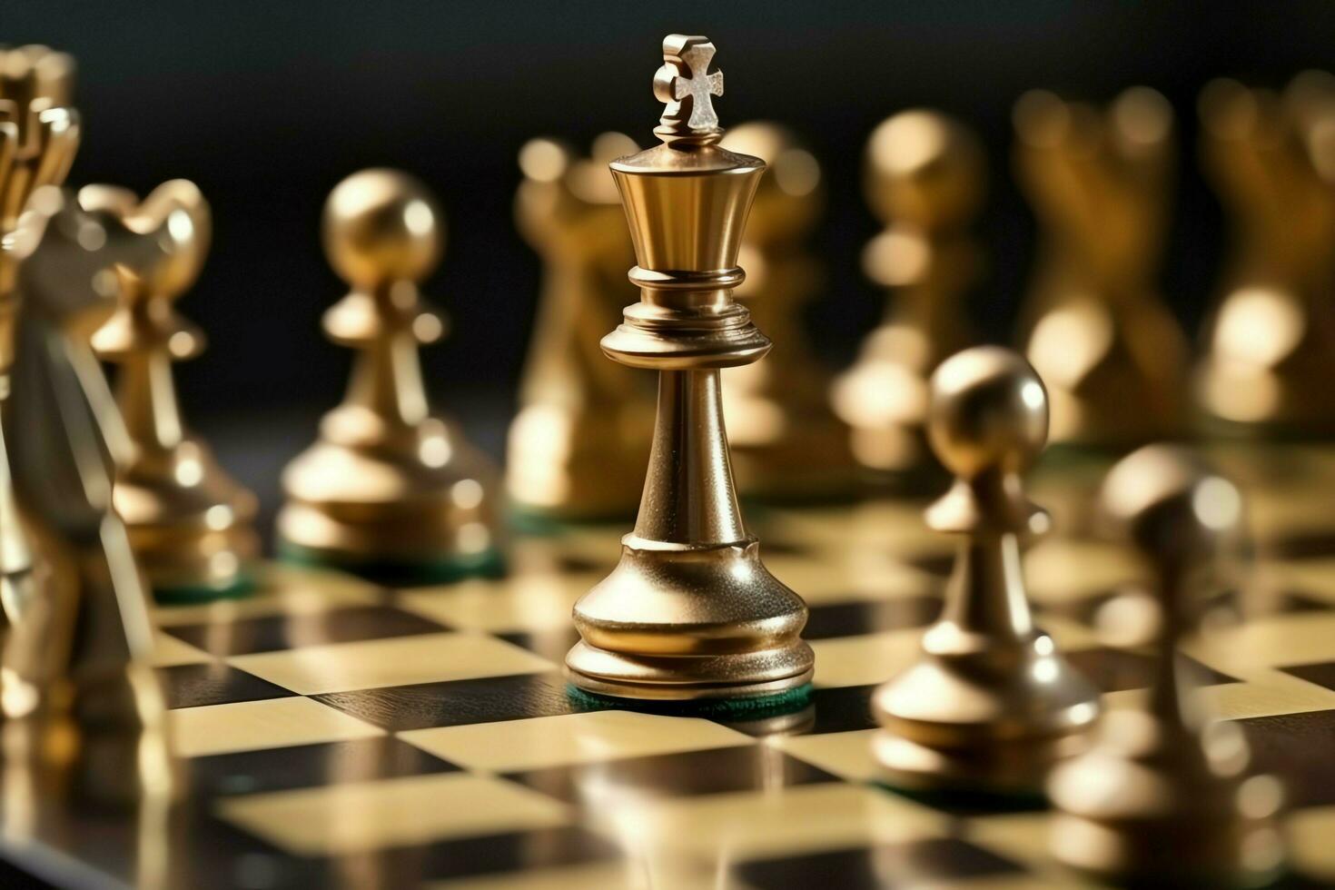 Chessboard with business strategy, tactic and competition of a chess game. Business and leadership concept by AI Generated photo