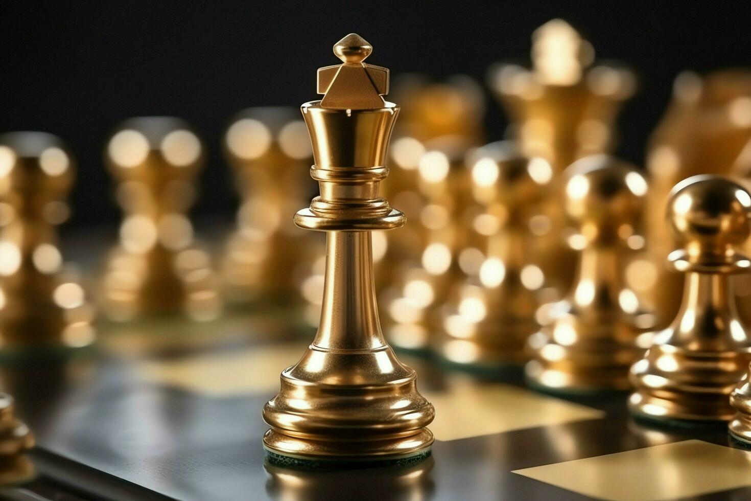 Chessboard with business strategy, tactic and competition of a chess game. Business and leadership concept by AI Generated photo