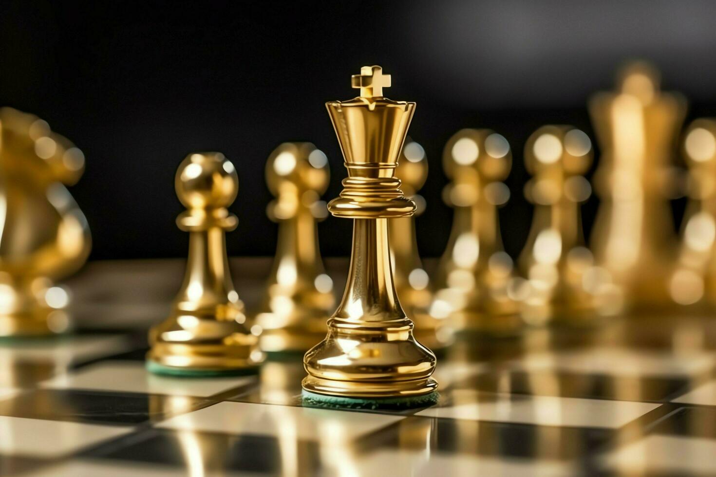 Chessboard with business strategy, tactic and competition of a chess game. Business and leadership concept by AI Generated photo