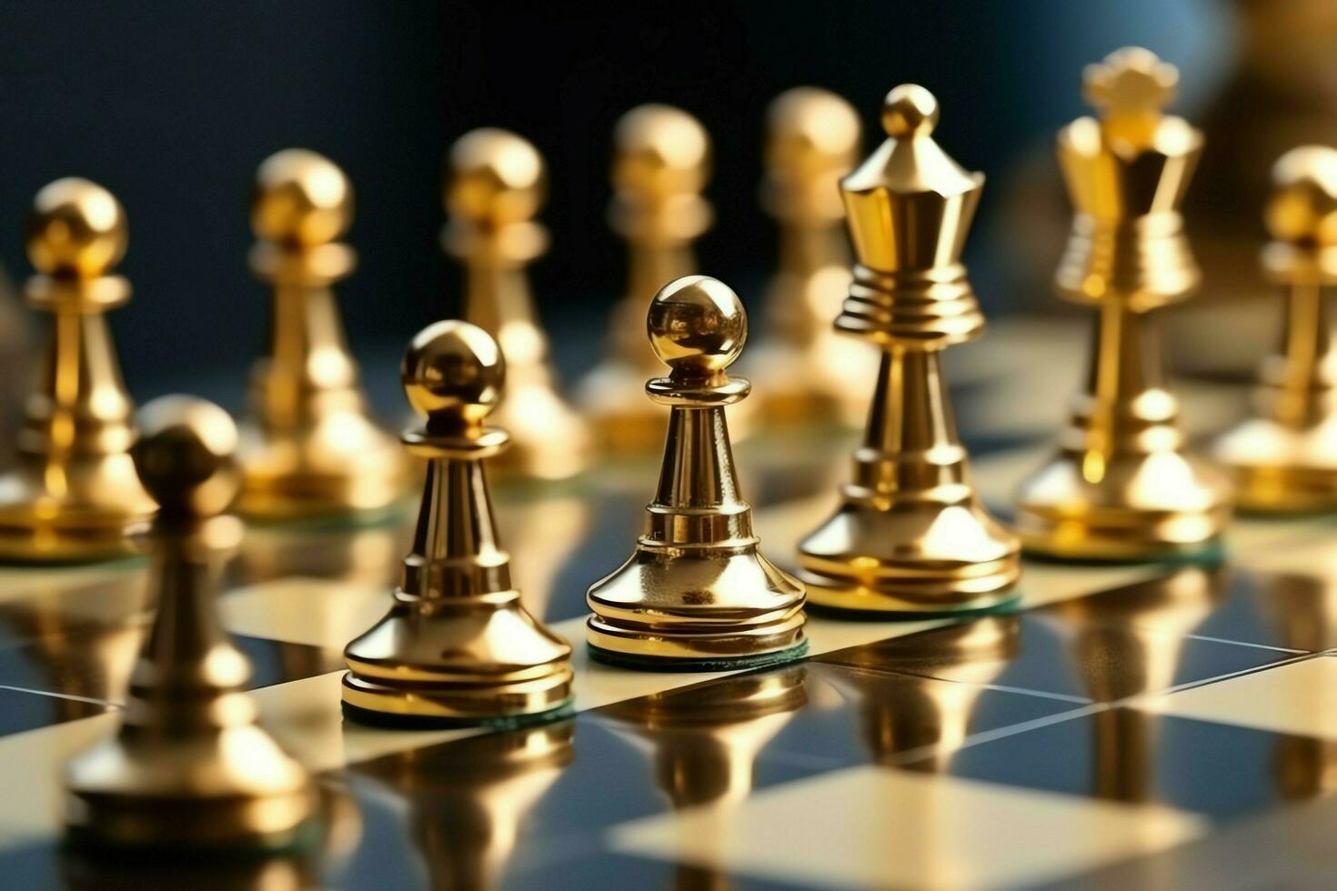 Chessboard with business strategy, tactic and competition of a chess game. Business and leadership concept by AI Generated photo