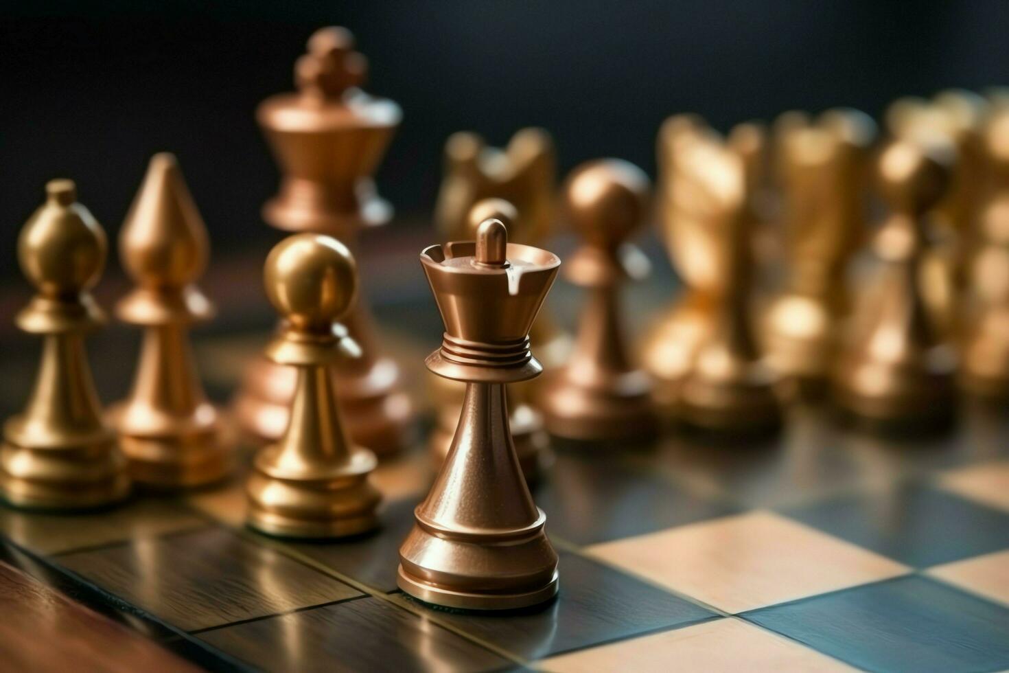 Chessboard with business strategy, tactic and competition of a chess game. Business and leadership concept by AI Generated photo
