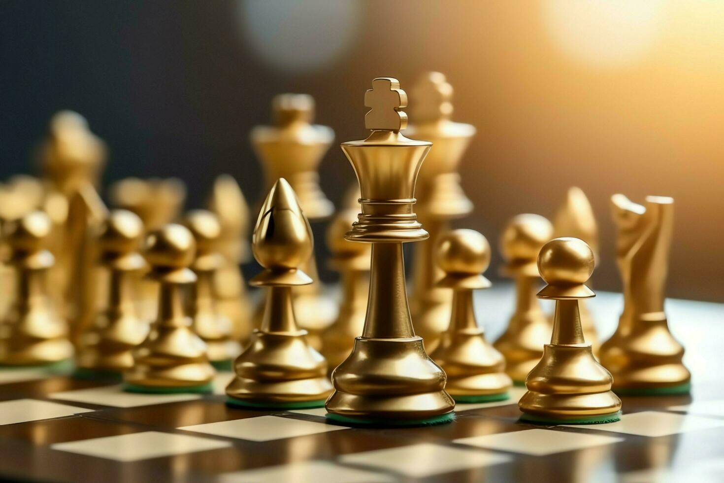 Chessboard with business strategy, tactic and competition of a chess game. Business and leadership concept by AI Generated photo