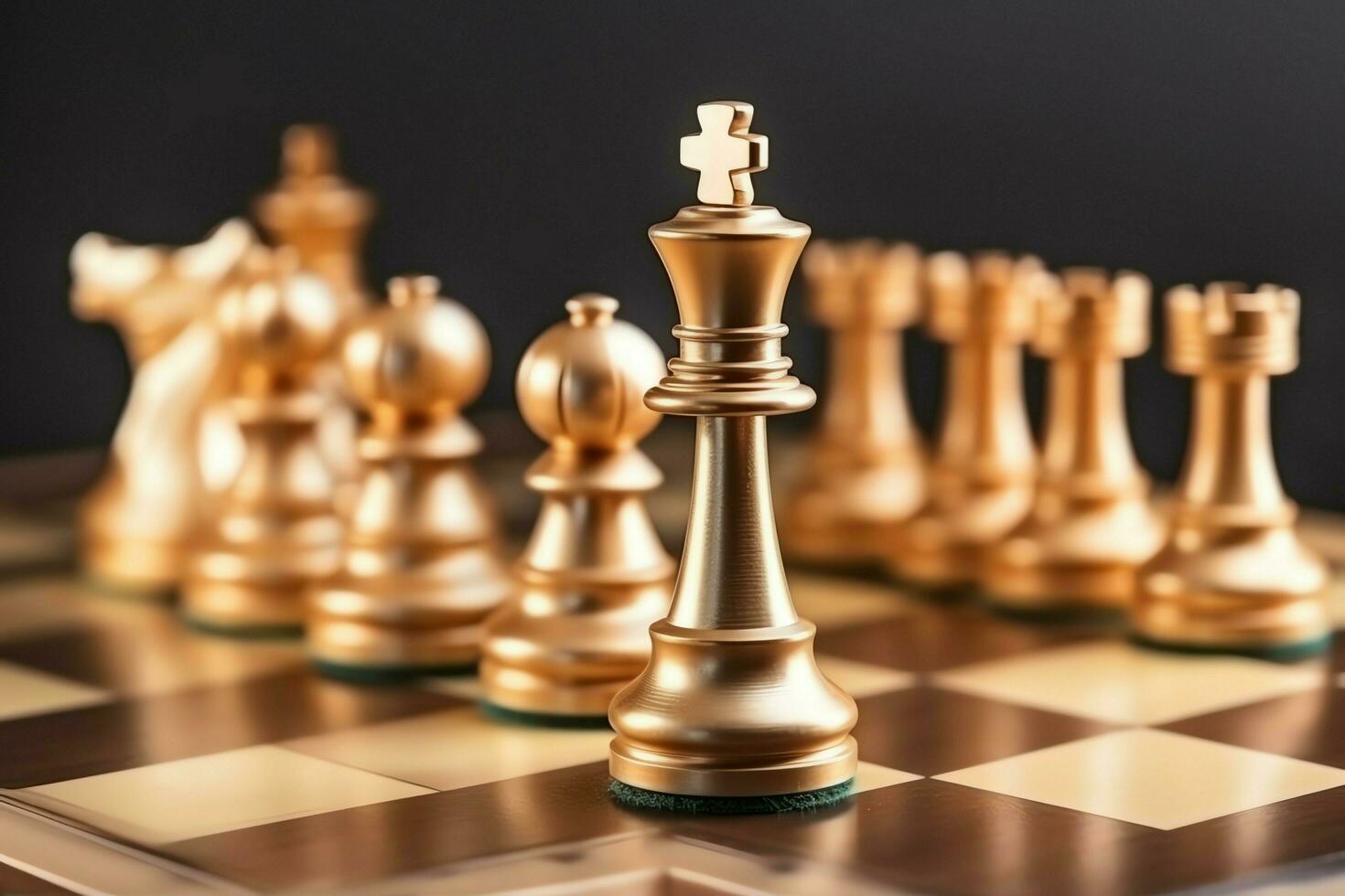 Chessboard with business strategy, tactic and competition of a chess game. Business and leadership concept by AI Generated photo