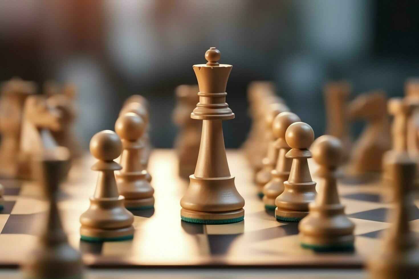 Chessboard with business strategy, tactic and competition of a chess game. Business and leadership concept by AI Generated photo