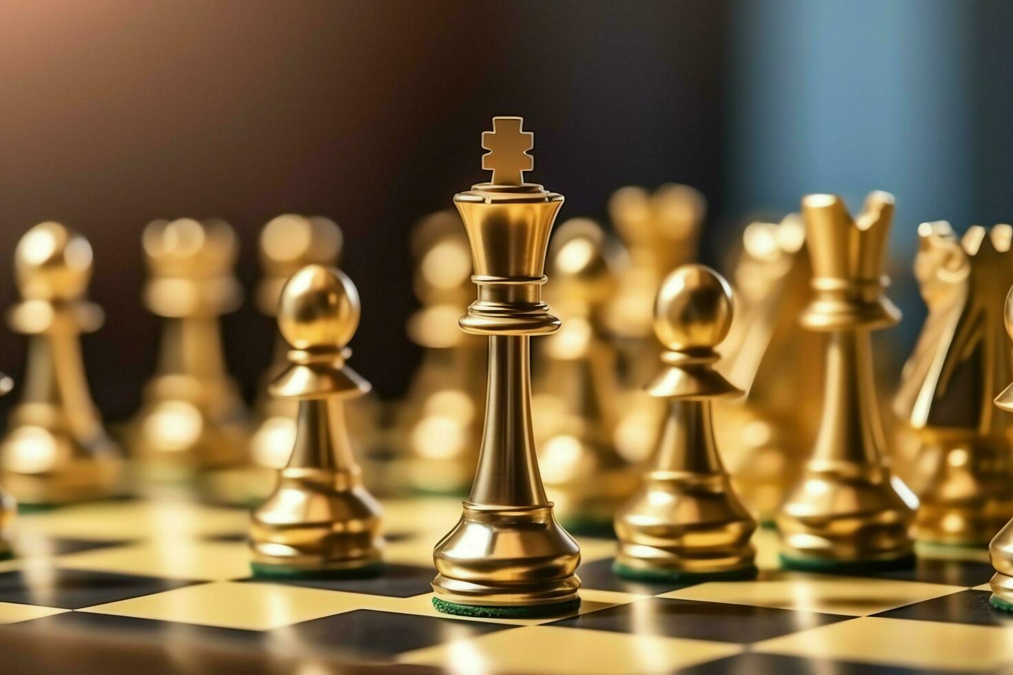 Chessboard with business strategy, tactic and competition of a chess game. Business and leadership concept by AI Generated photo