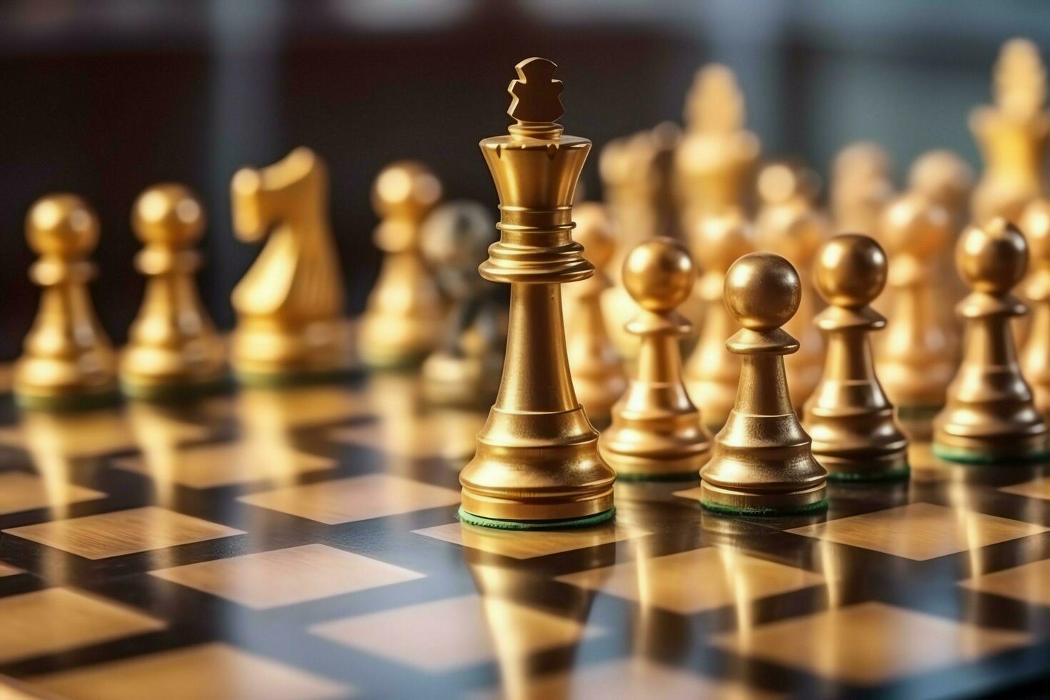 Chessboard with business strategy, tactic and competition of a chess game. Business and leadership concept by AI Generated photo