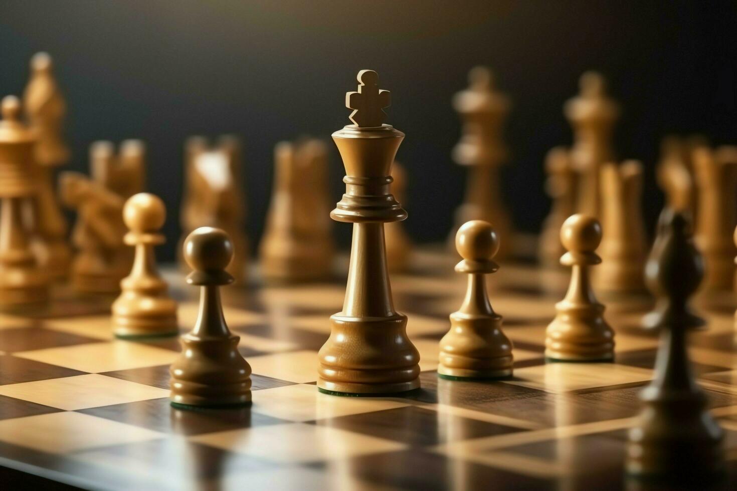Chessboard with business strategy, tactic and competition of a chess game. Business and leadership concept by AI Generated photo