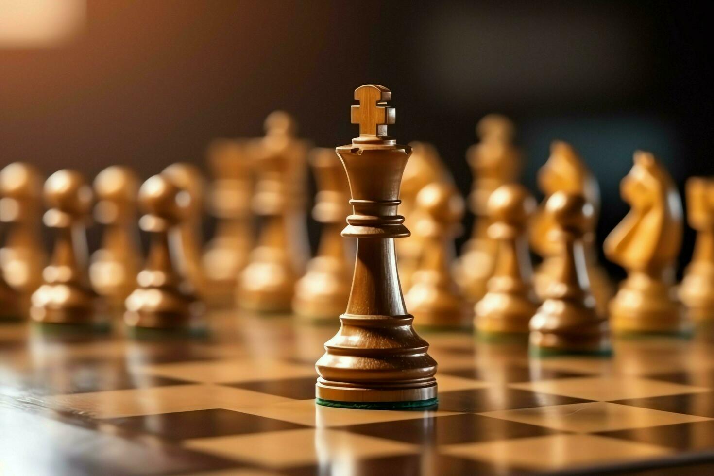 Chessboard with business strategy, tactic and competition of a chess game. Business and leadership concept by AI Generated photo