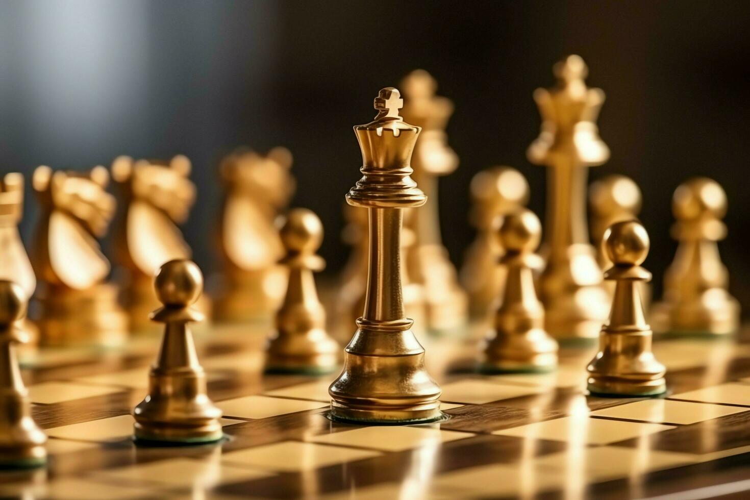 Chessboard with business strategy, tactic and competition of a chess game. Business and leadership concept by AI Generated photo