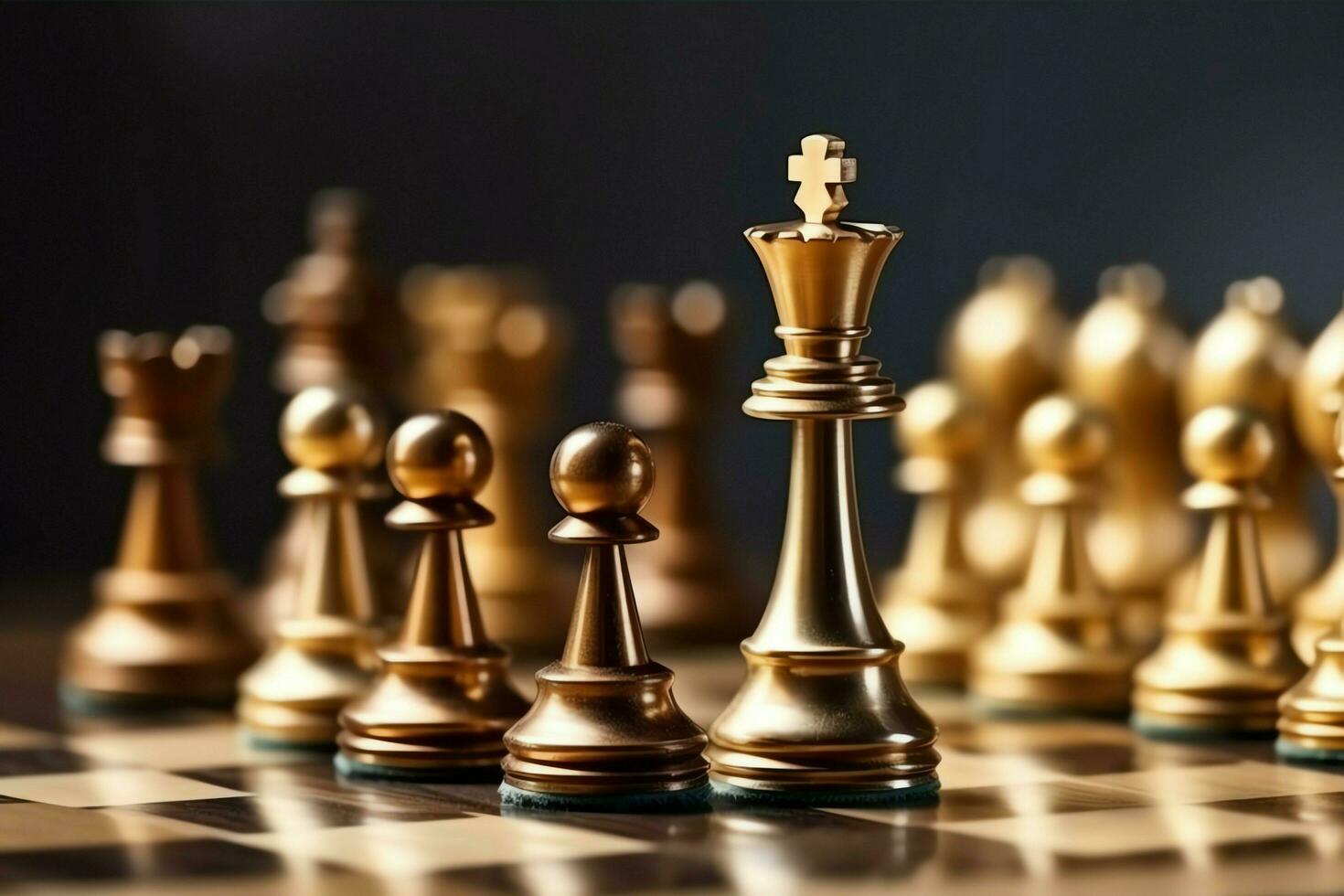 Chessboard with business strategy, tactic and competition of a chess game. Business and leadership concept by AI Generated photo