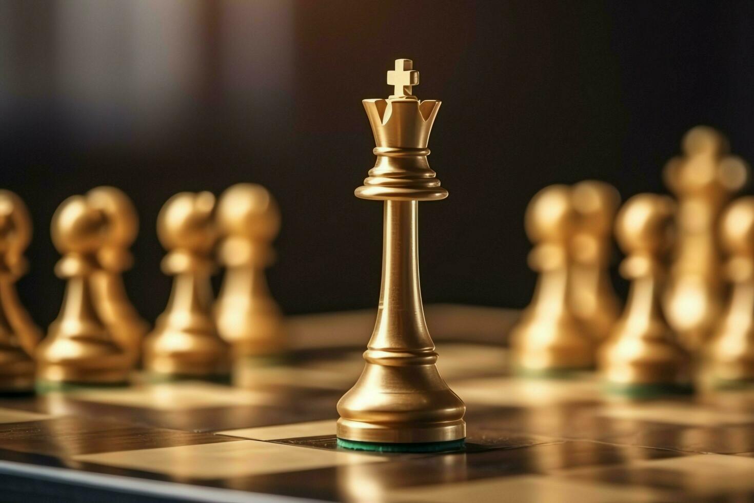 Chessboard with business strategy, tactic and competition of a chess game. Business and leadership concept by AI Generated photo