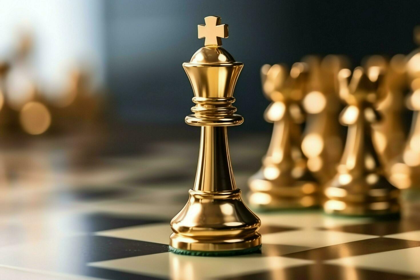 Chessboard with business strategy, tactic and competition of a chess game. Business and leadership concept by AI Generated photo