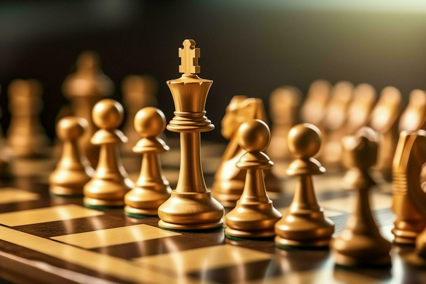 Chessboard with business strategy, tactic and competition of a chess game. Business and leadership concept by AI Generated photo