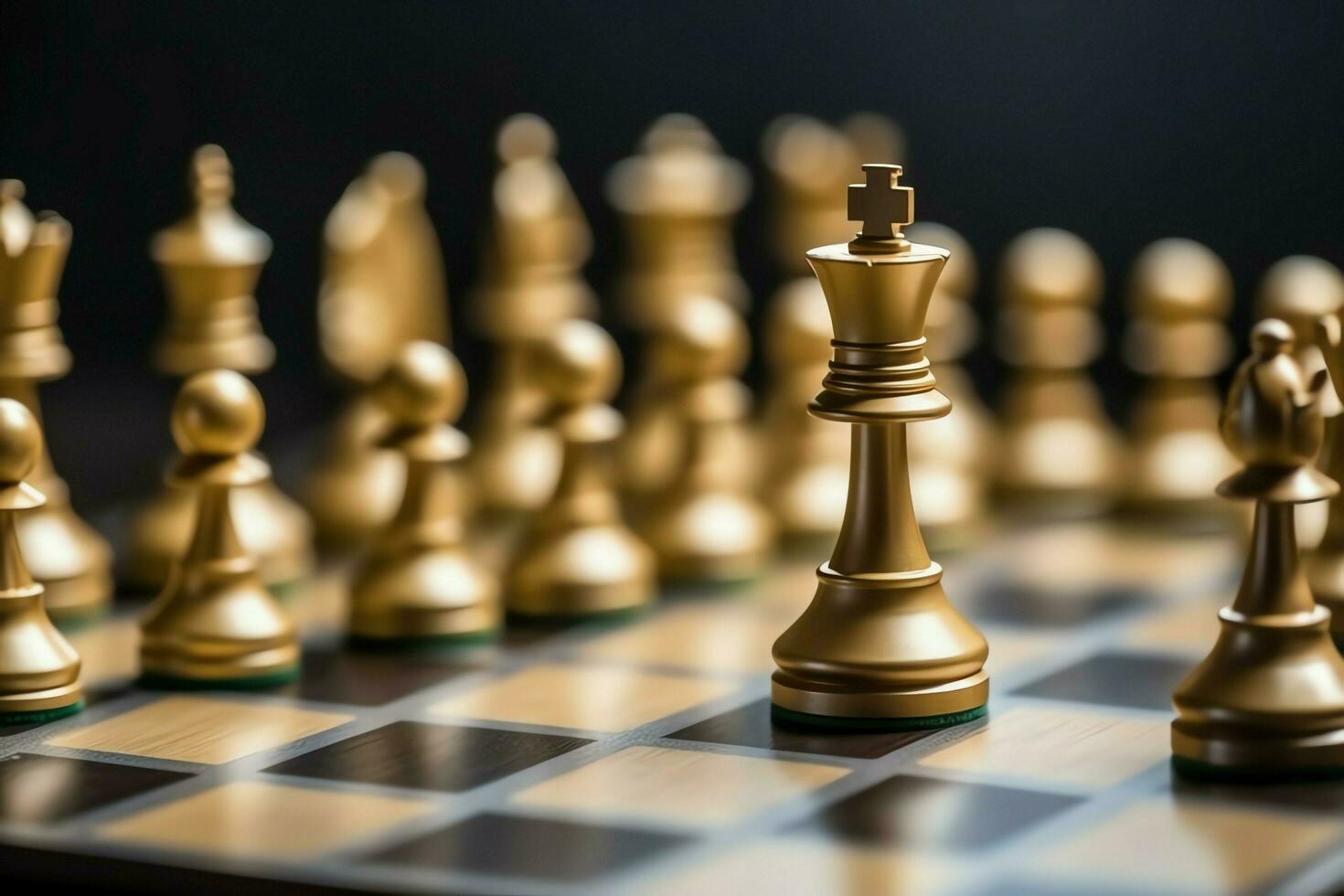 Chessboard with business strategy, tactic and competition of a chess game. Business and leadership concept by AI Generated photo