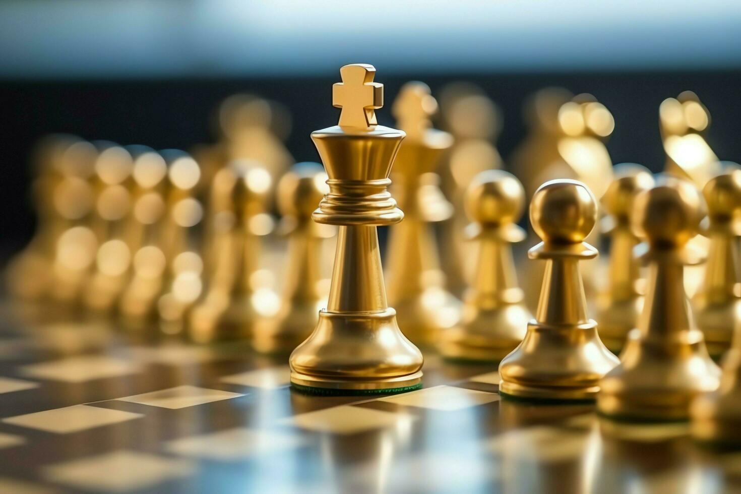 Chessboard with business strategy, tactic and competition of a chess game. Business and leadership concept by AI Generated photo