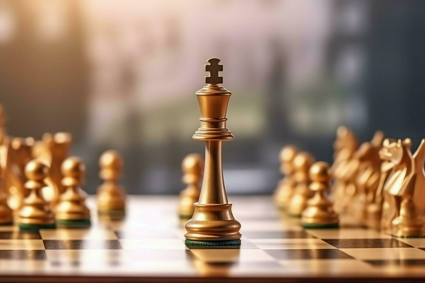 Chessboard with business strategy, tactic and competition of a chess game. Business and leadership concept by AI Generated photo