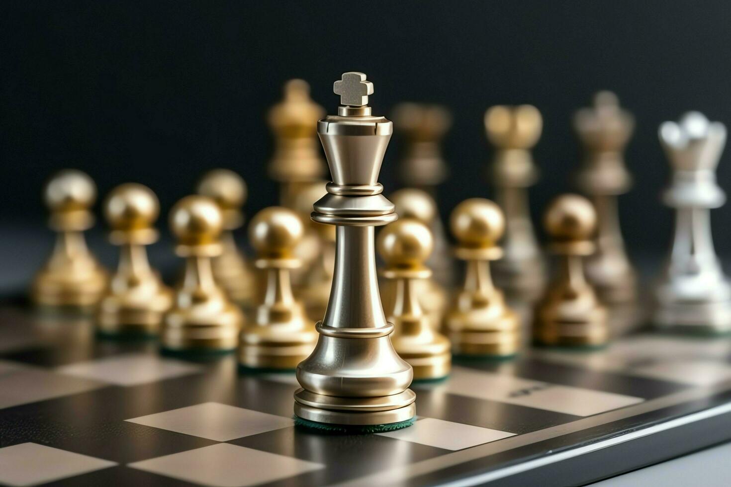 Chessboard with business strategy, tactic and competition of a chess game. Business and leadership concept by AI Generated photo